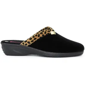 Michelle Leopard Trim Mule Ladies Slipper