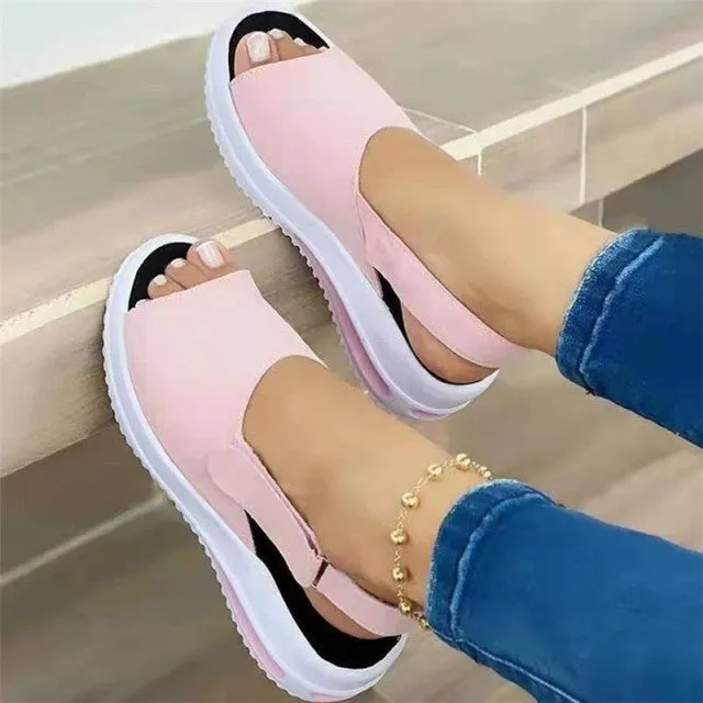 New Women Wedges Sandals Summer Casual Muffin Slip on Platform Flip Flops Ladies Sandals Party Peep Toe Sandals Sandalias Mujer