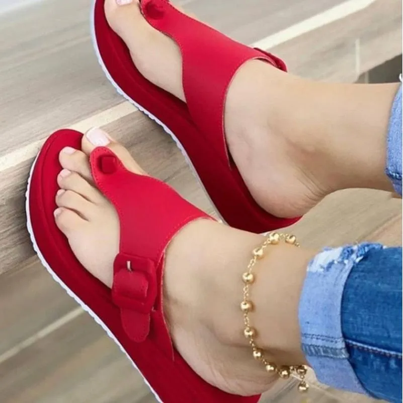 New Women Wedges Sandals Summer Casual Muffin Slip on Platform Flip Flops Ladies Sandals Party Peep Toe Sandals Sandalias Mujer