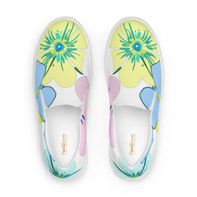 Pastel Petals Canvas Shoes Womens Chic Slip