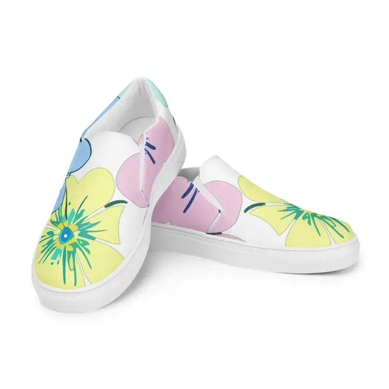 Pastel Petals Canvas Shoes Womens Chic Slip