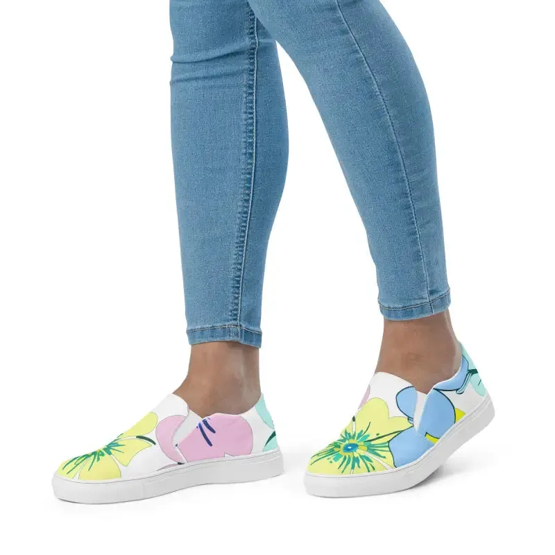 Pastel Petals Canvas Shoes Womens Chic Slip