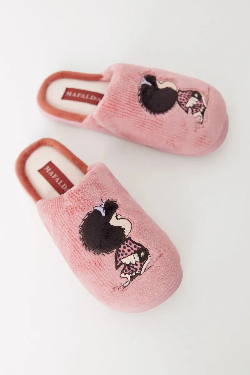 Pink Mafalda open-toed house slipper
