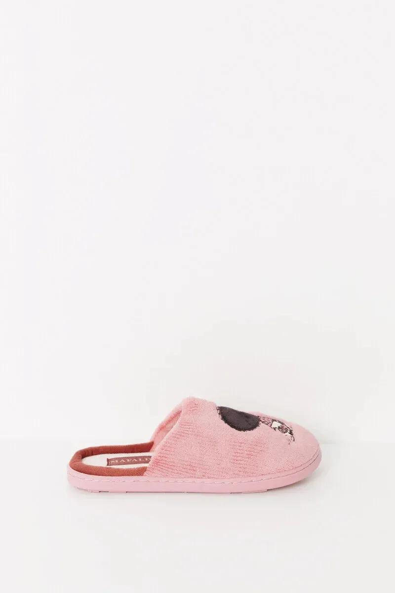 Pink Mafalda open-toed house slipper