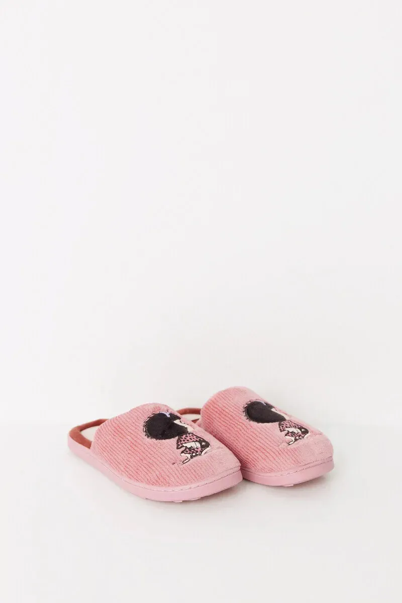 Pink Mafalda open-toed house slipper