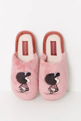 Pink Mafalda open-toed house slipper