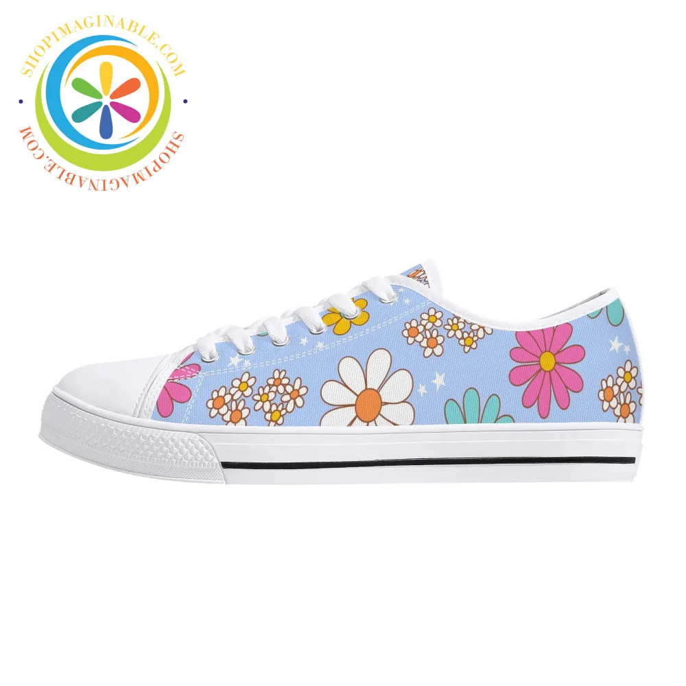 Retro 80's Floral Ladies Low Top Canvas Shoes