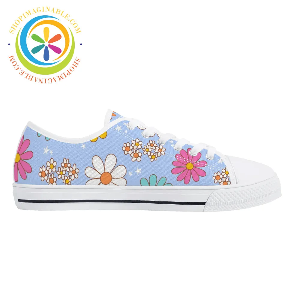 Retro 80's Floral Ladies Low Top Canvas Shoes