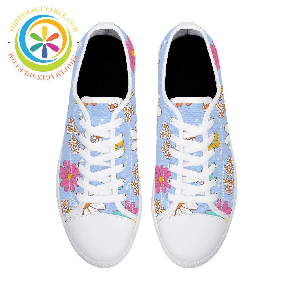 Retro 80's Floral Ladies Low Top Canvas Shoes