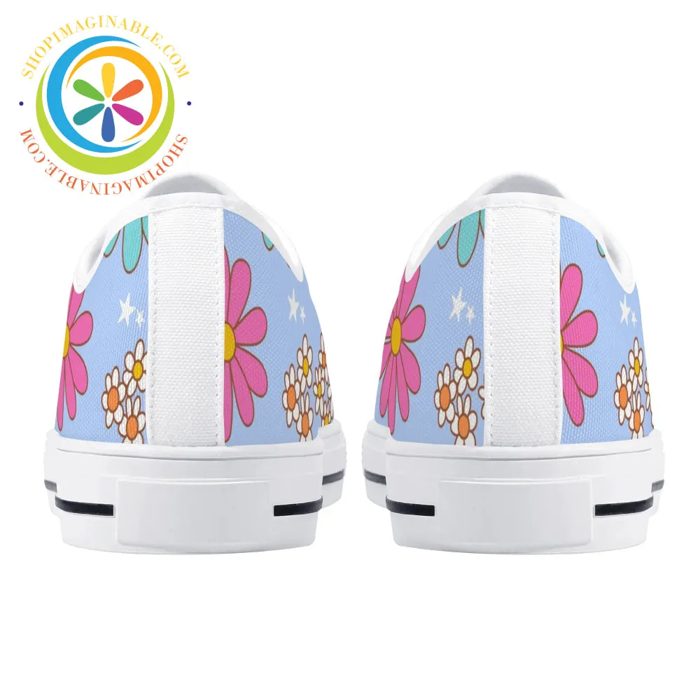 Retro 80's Floral Ladies Low Top Canvas Shoes