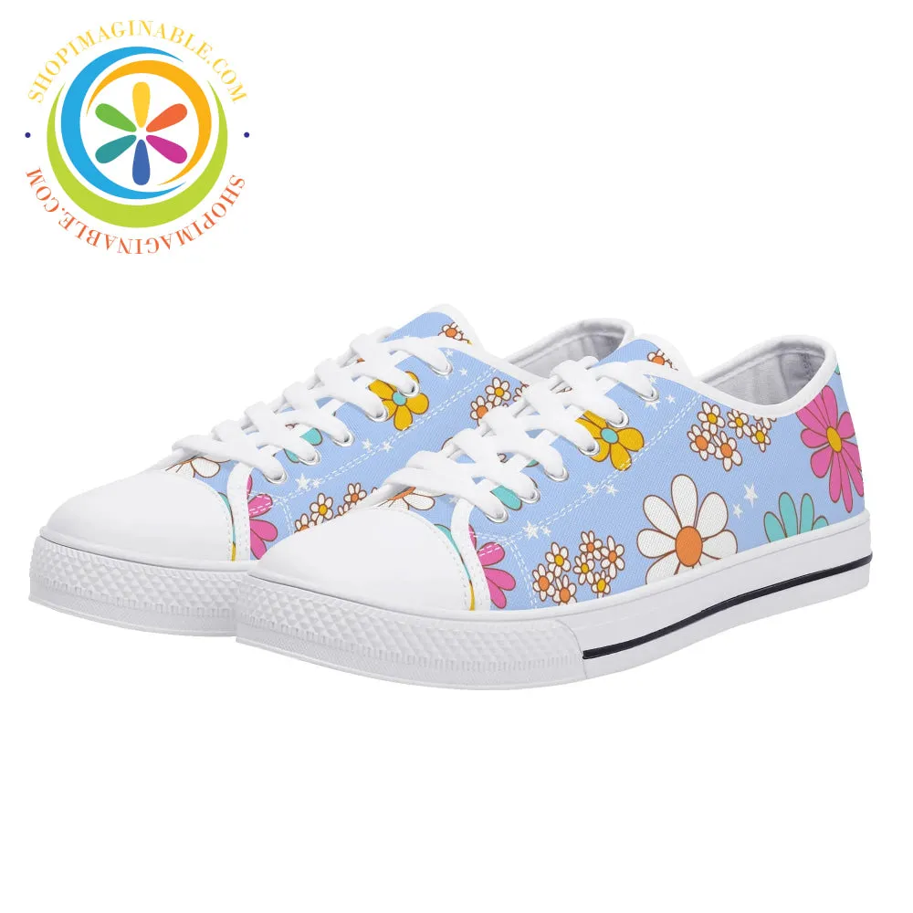 Retro 80's Floral Ladies Low Top Canvas Shoes
