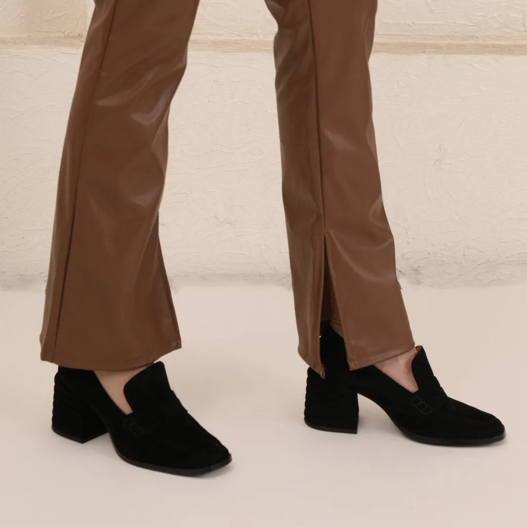Saint Amelia Black Suede Leather Handcrafted Moccasins