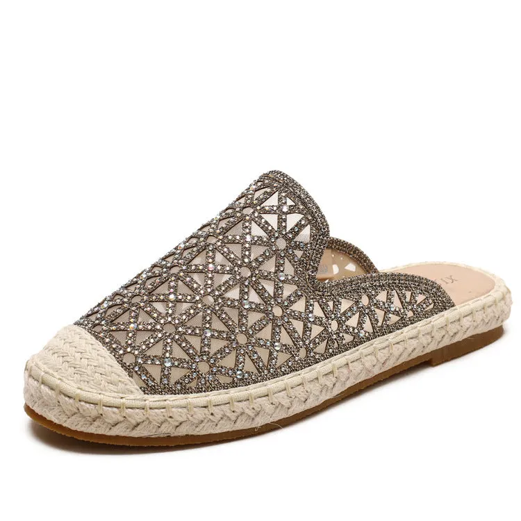 SIKETU | Espadrilles Mules Slide Sandals With Rhinestones