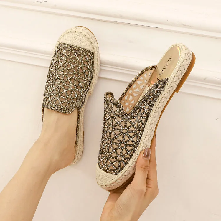 SIKETU | Espadrilles Mules Slide Sandals With Rhinestones