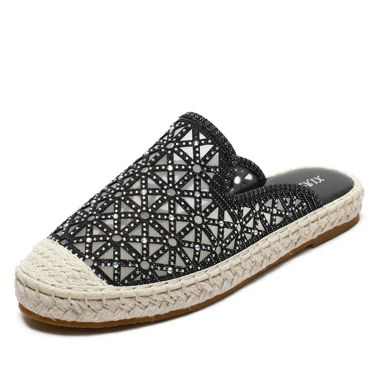 SIKETU | Espadrilles Mules Slide Sandals With Rhinestones