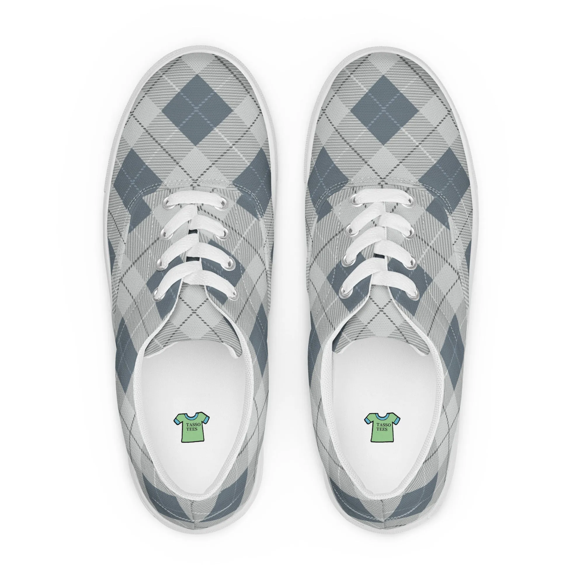 Women’s Blue Plaid lace-up canvas shoes