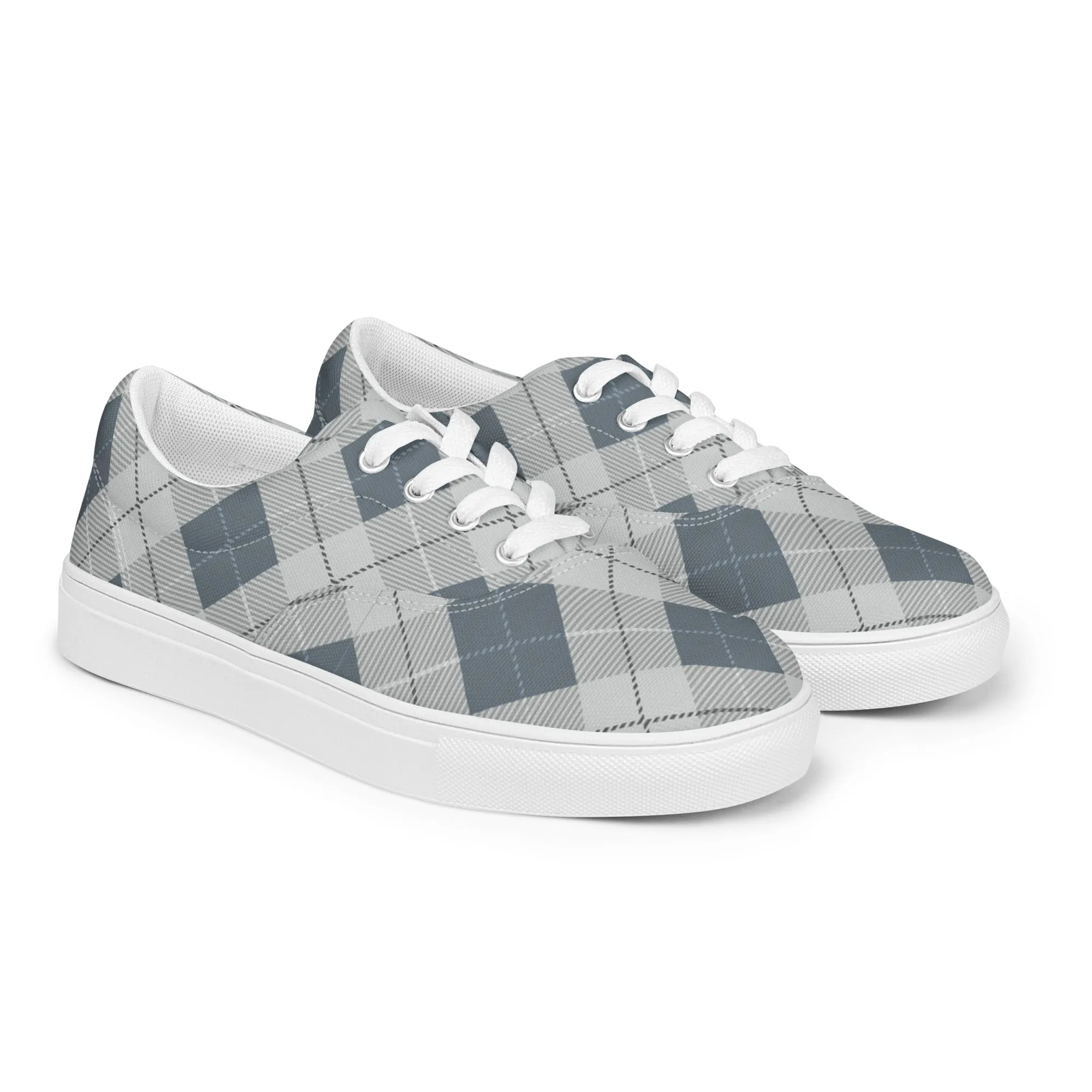 Women’s Blue Plaid lace-up canvas shoes
