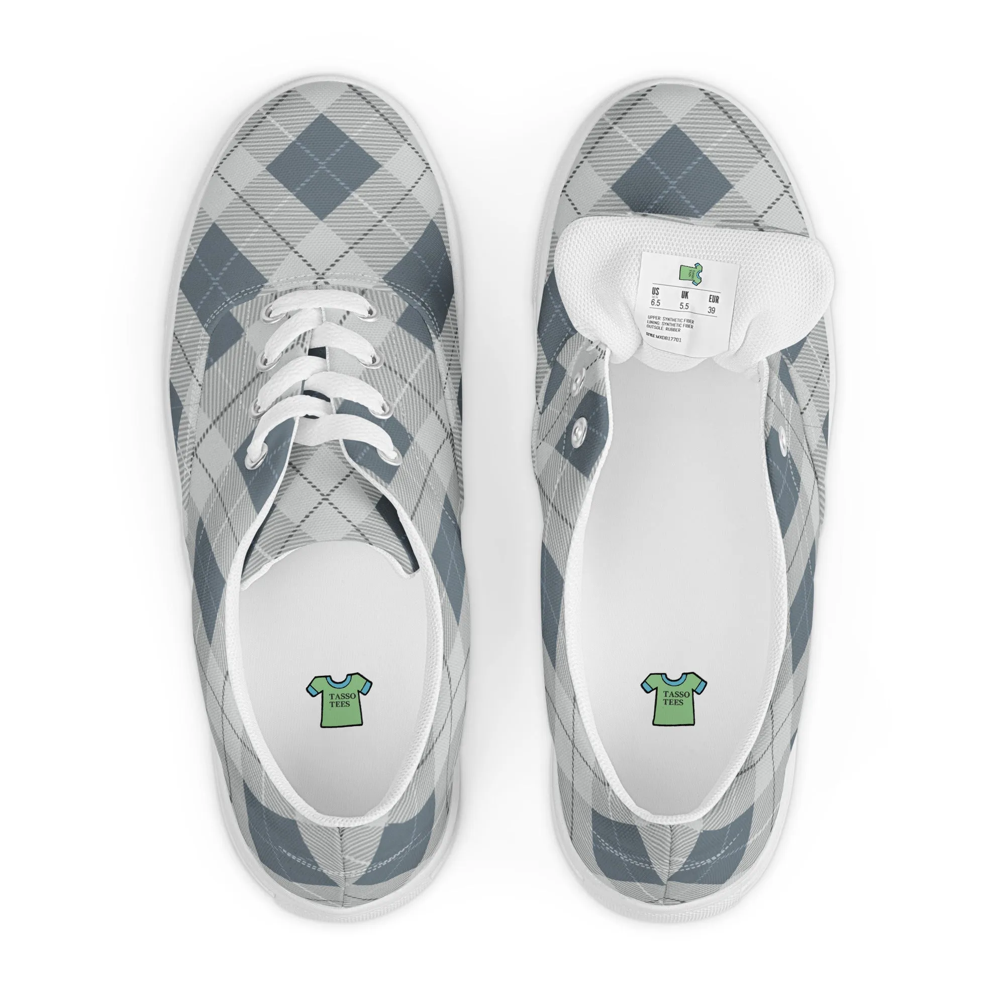 Women’s Blue Plaid lace-up canvas shoes