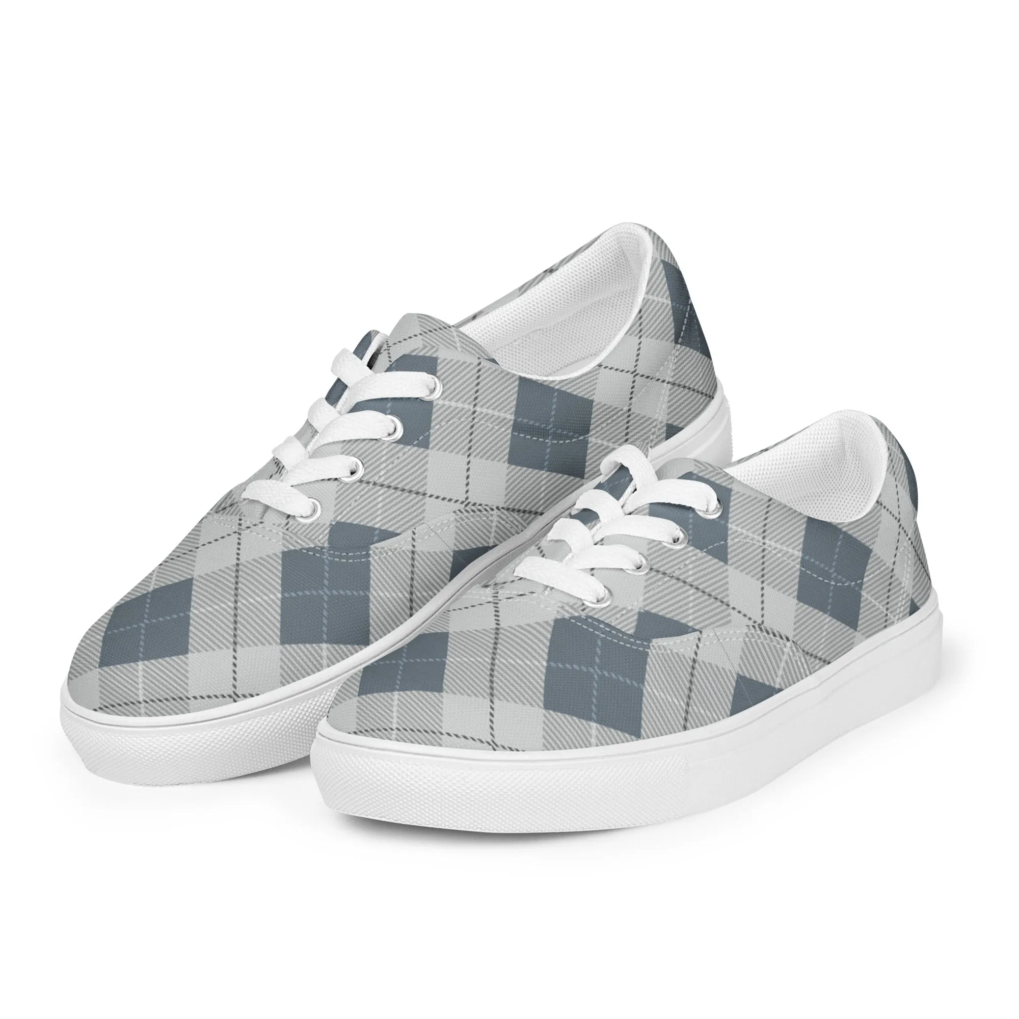 Women’s Blue Plaid lace-up canvas shoes