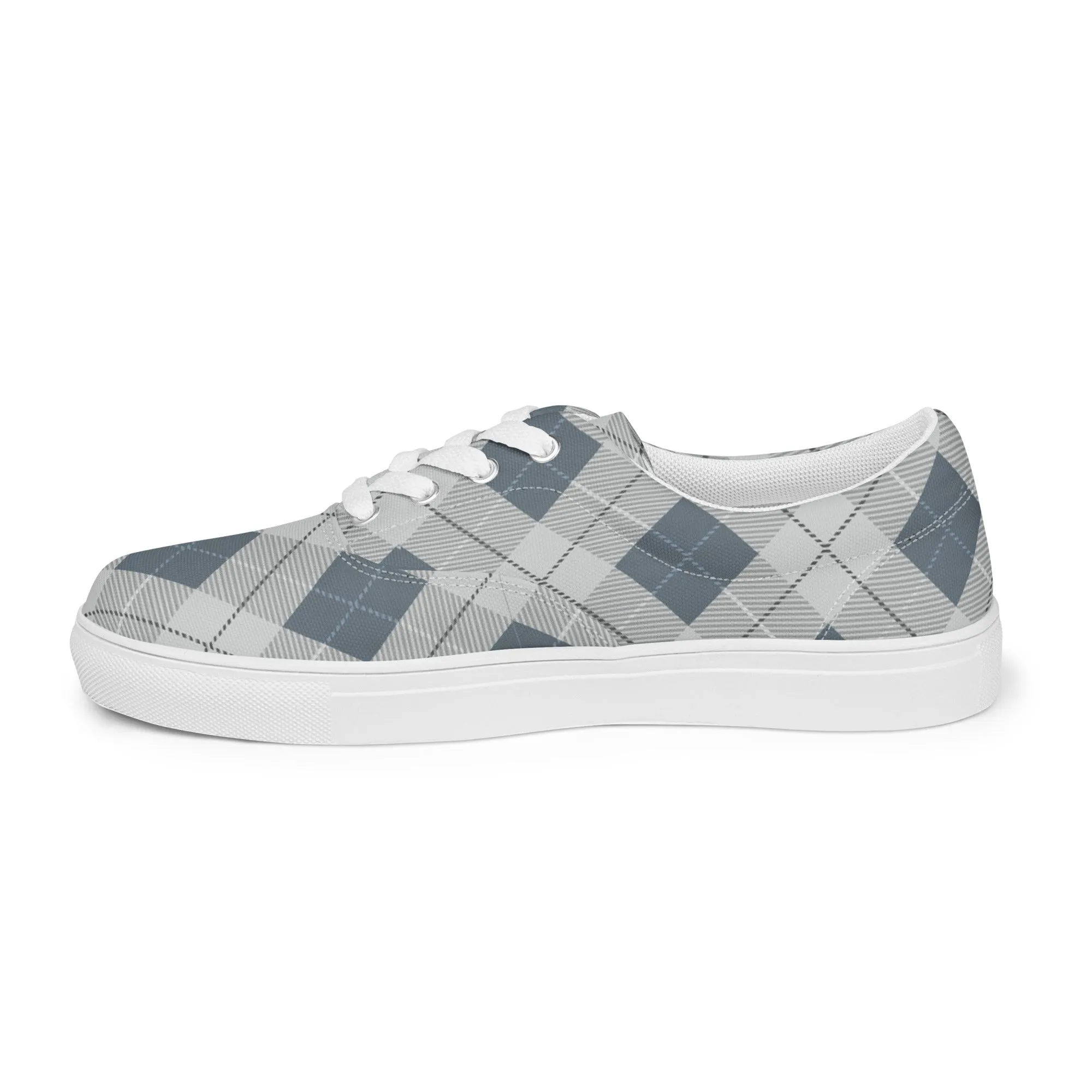 Women’s Blue Plaid lace-up canvas shoes