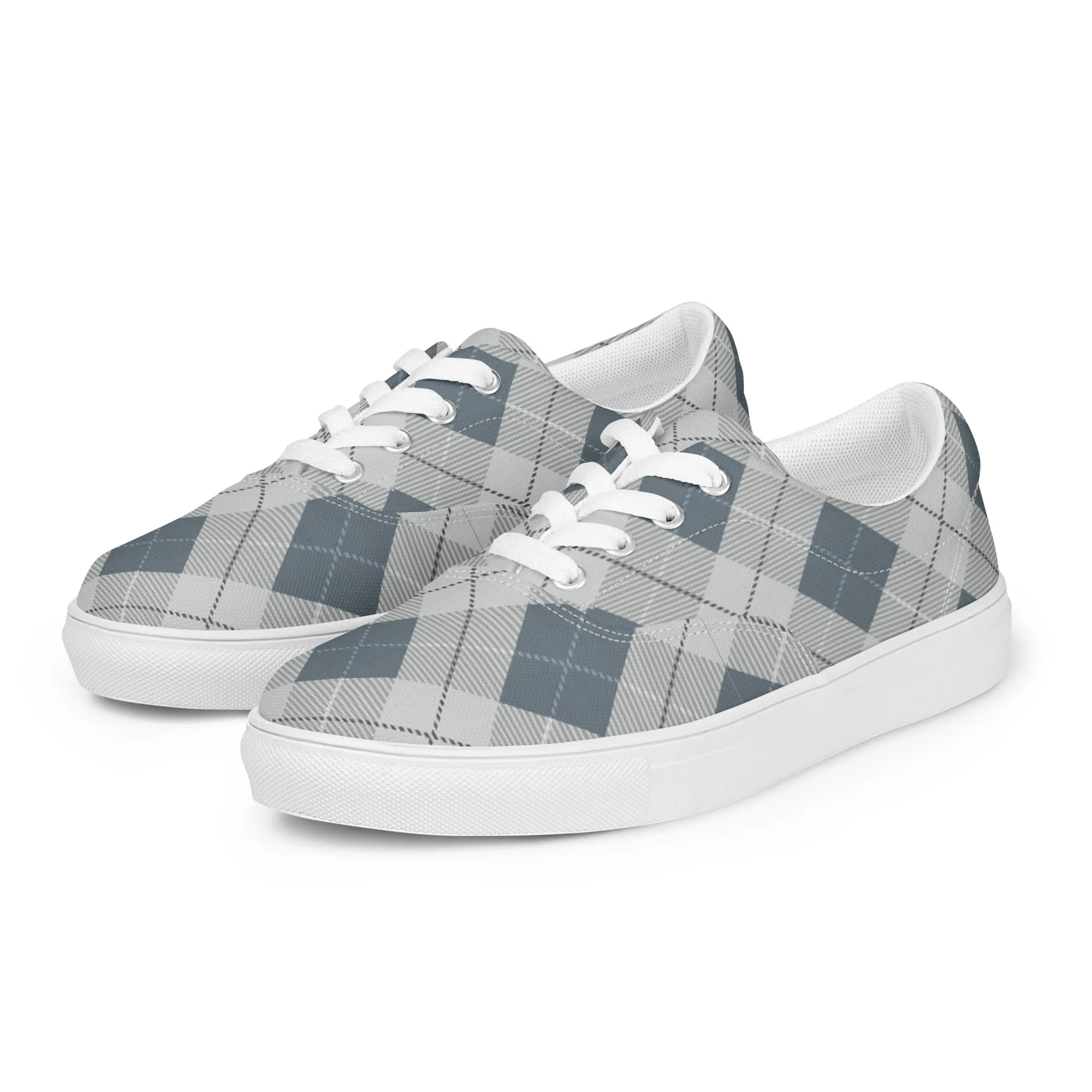 Women’s Blue Plaid lace-up canvas shoes
