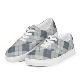 Women’s Blue Plaid lace-up canvas shoes