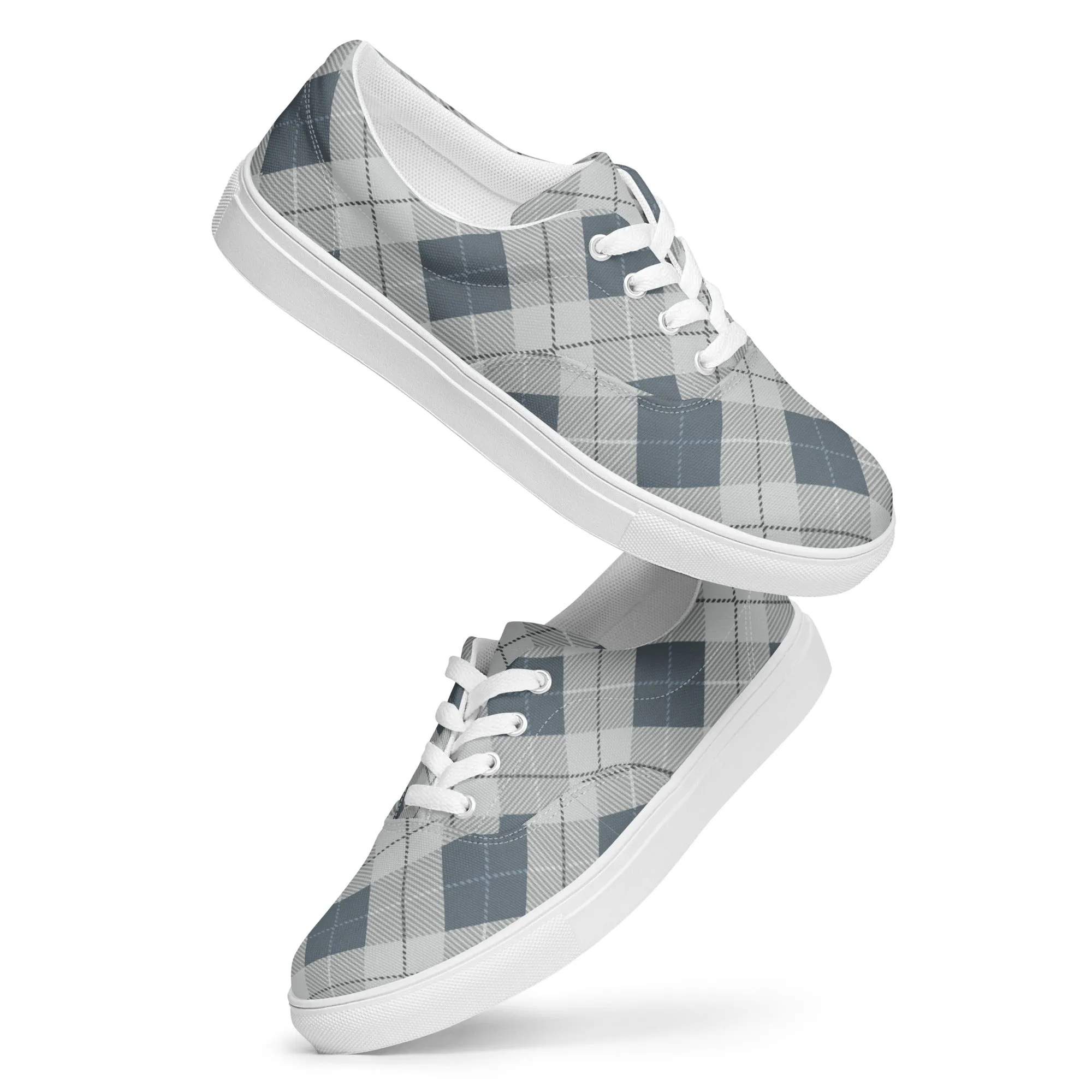 Women’s Blue Plaid lace-up canvas shoes