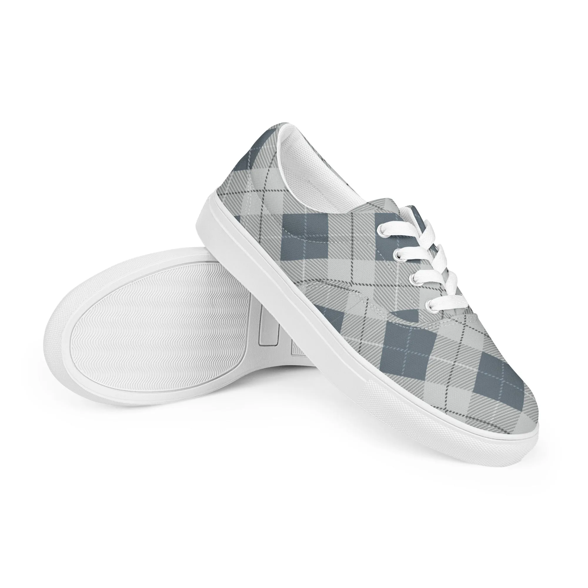 Women’s Blue Plaid lace-up canvas shoes