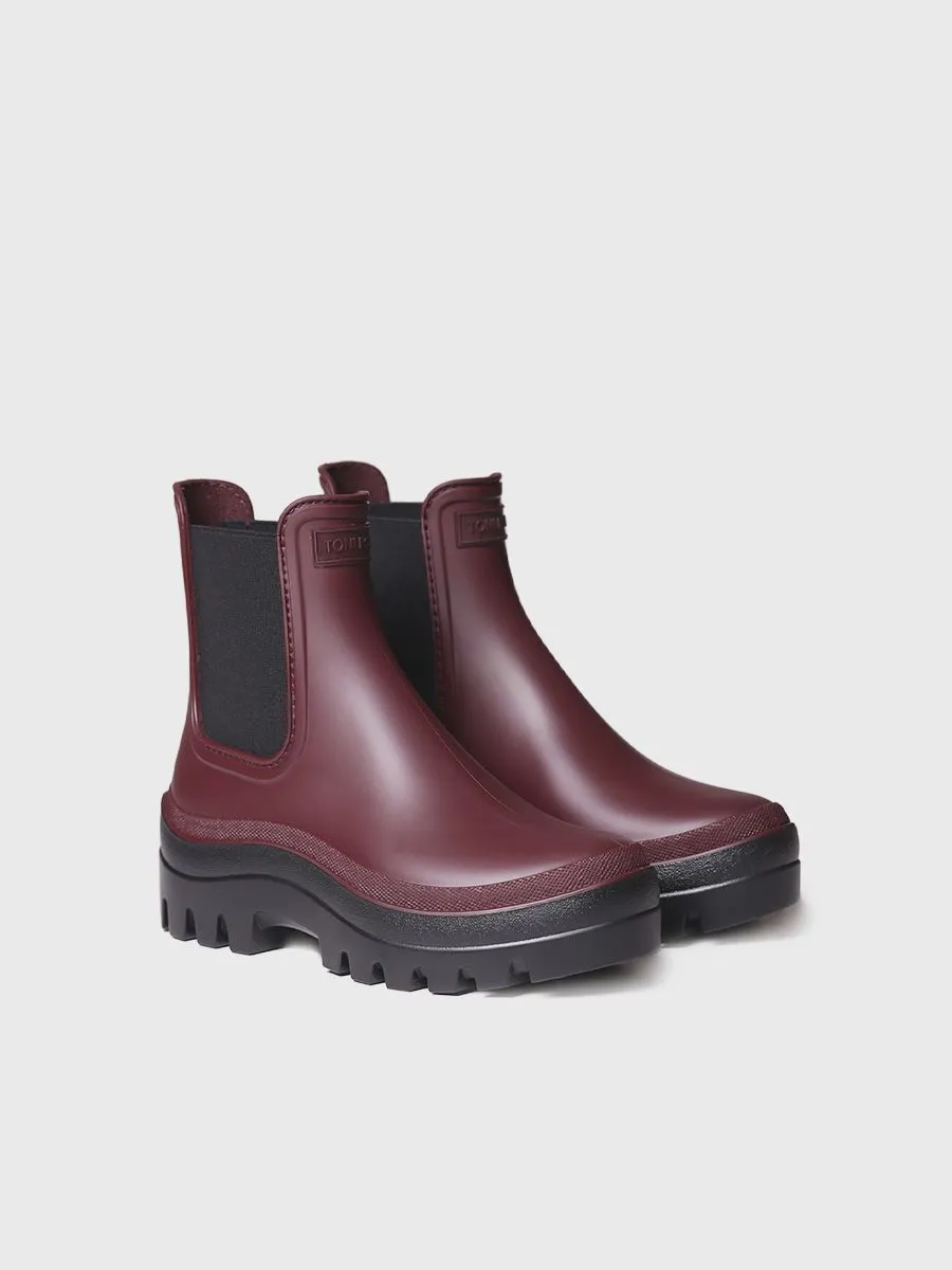 Women's Chelsea Waterproof Ankle boot in Burgundy - CARTER