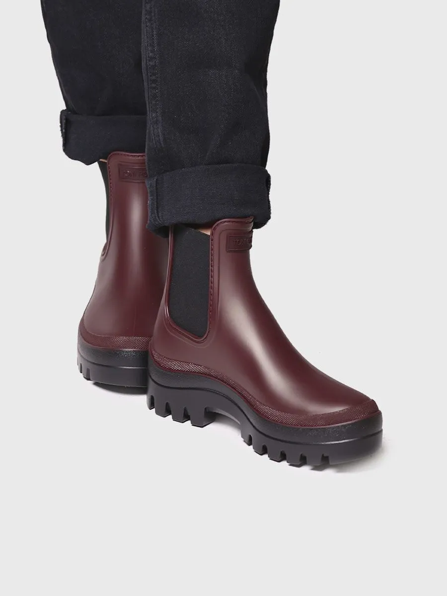 Women's Chelsea Waterproof Ankle boot in Burgundy - CARTER