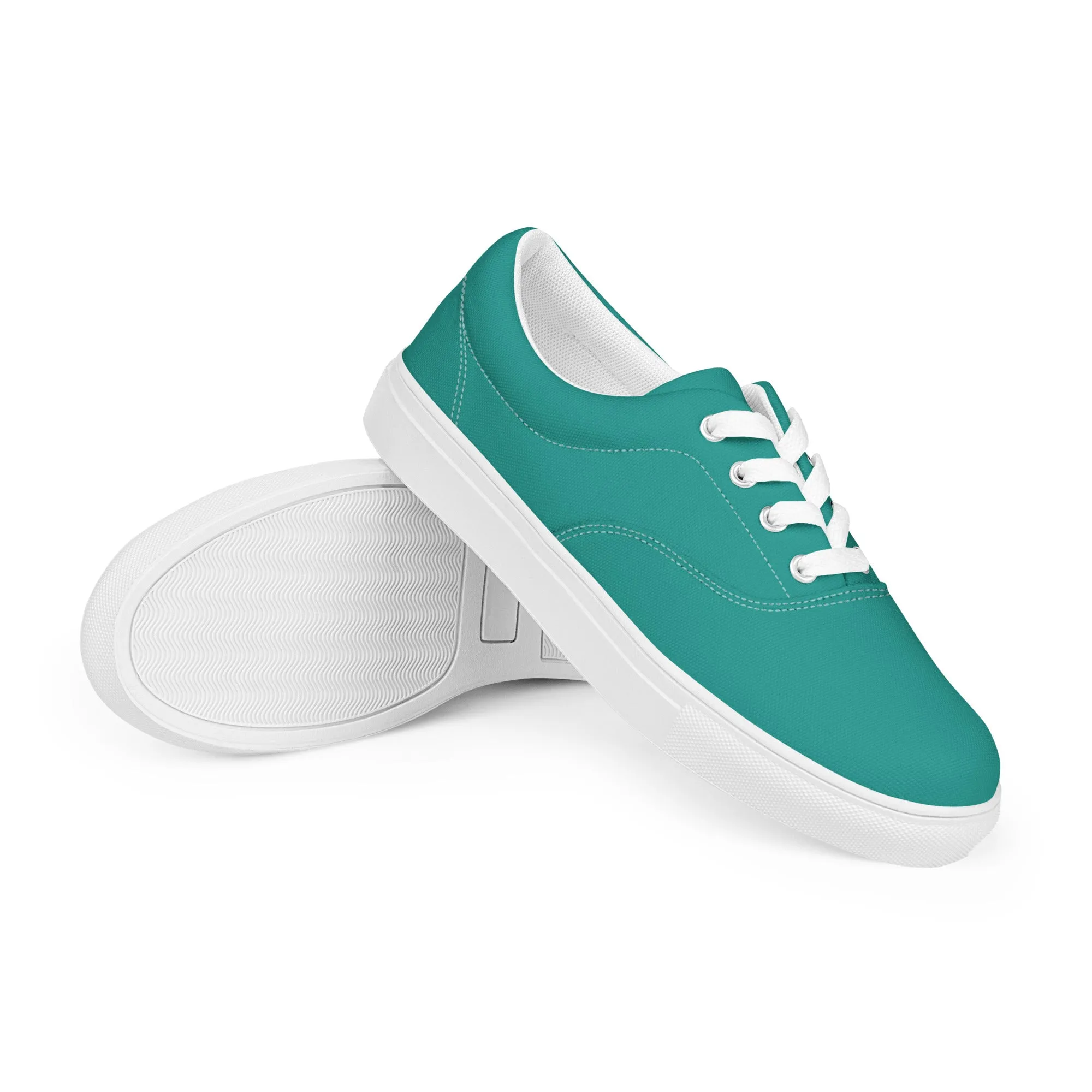 Women’s Teal lace-up canvas shoes, Aqua Blue Shoes